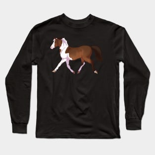 Trotting Bay Tobiano Horse Long Sleeve T-Shirt